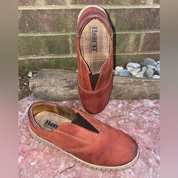 Born Sneakers Women’s Size 6.5 Berua Burnt Sienna Terracotta Leather Slip On - Picture 3 of 9